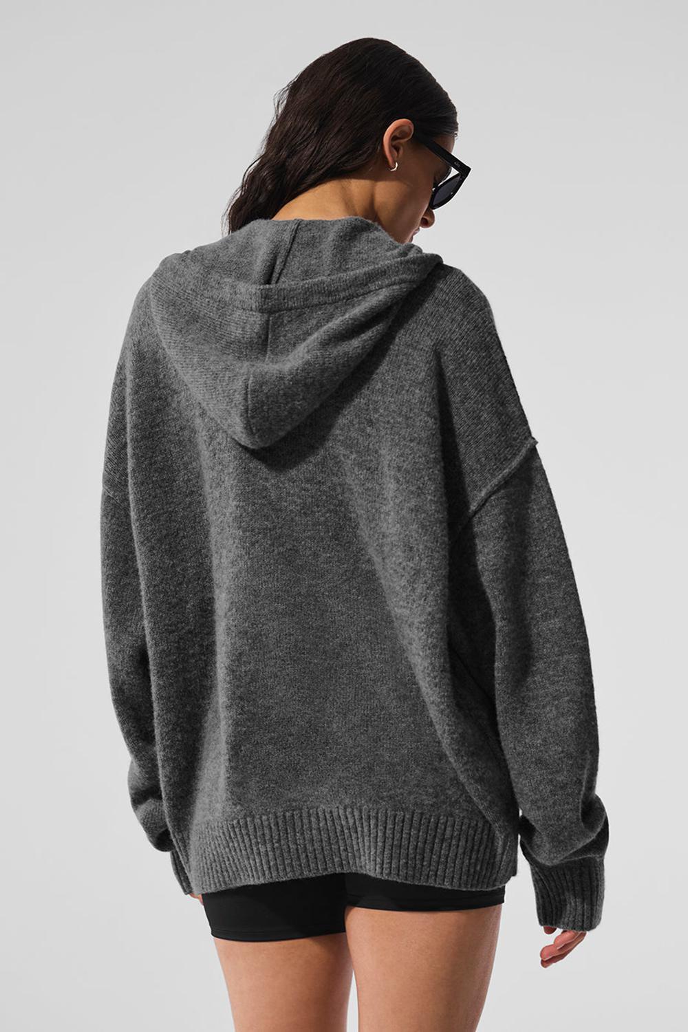 Platinum Grey Women Alo Yoga New Class Cashmere Full Zip Hoodie | Australia  71258-FWYX