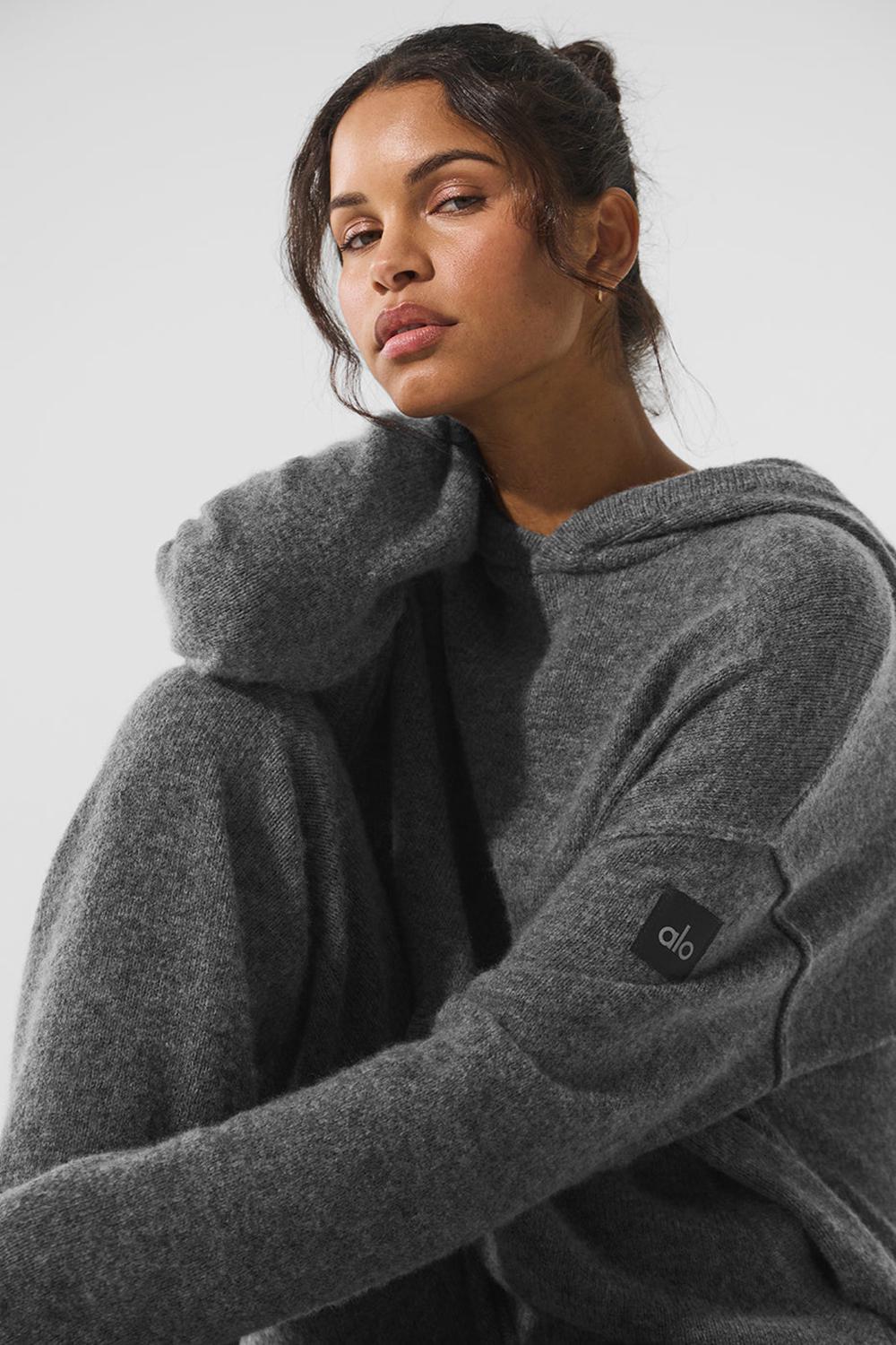 Platinum Grey Women Alo Yoga New Class Cashmere Hoodie | Australia  35271-NMGR