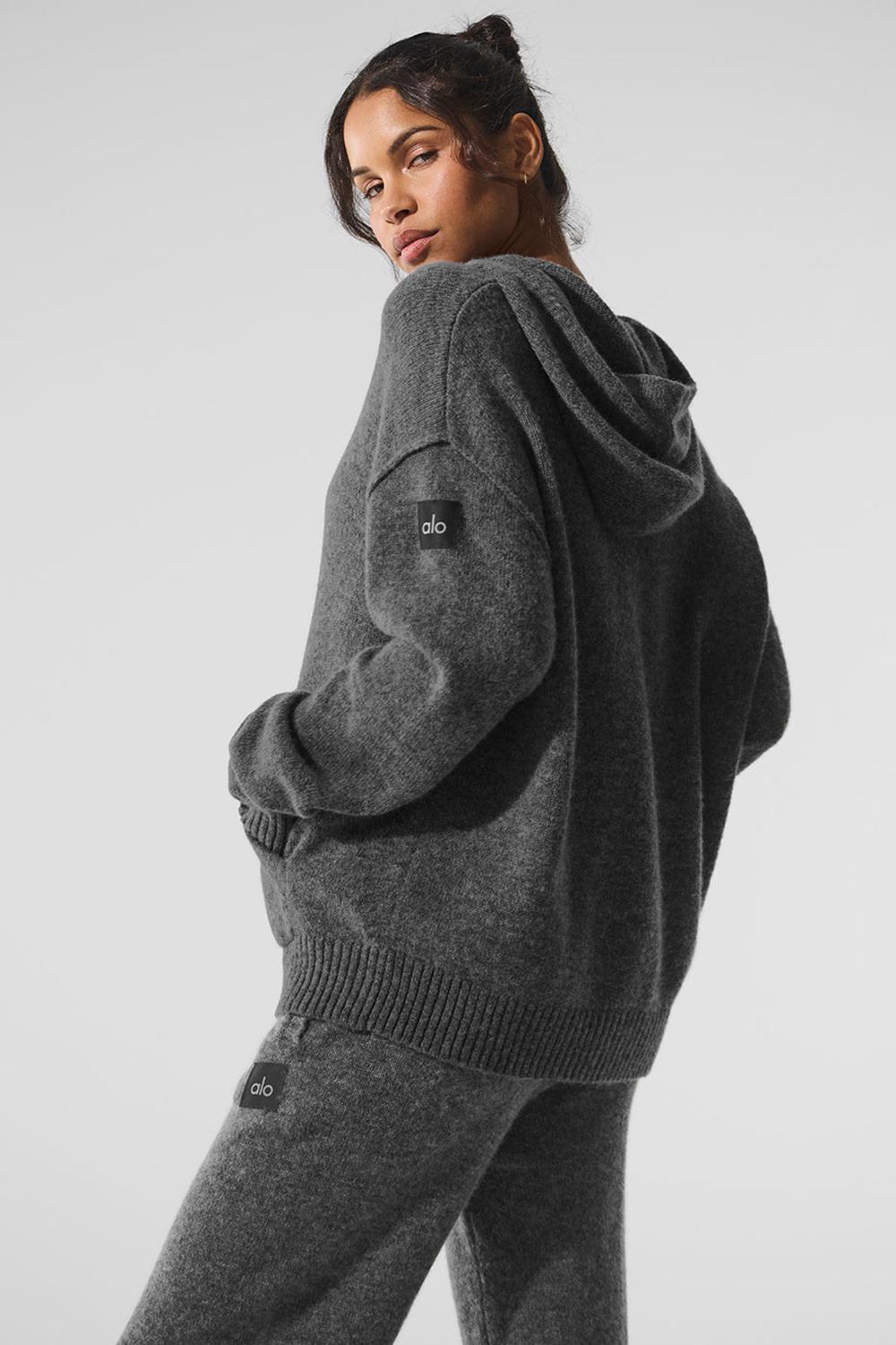 Platinum Grey Women Alo Yoga New Class Cashmere Hoodie | Australia  35271-NMGR