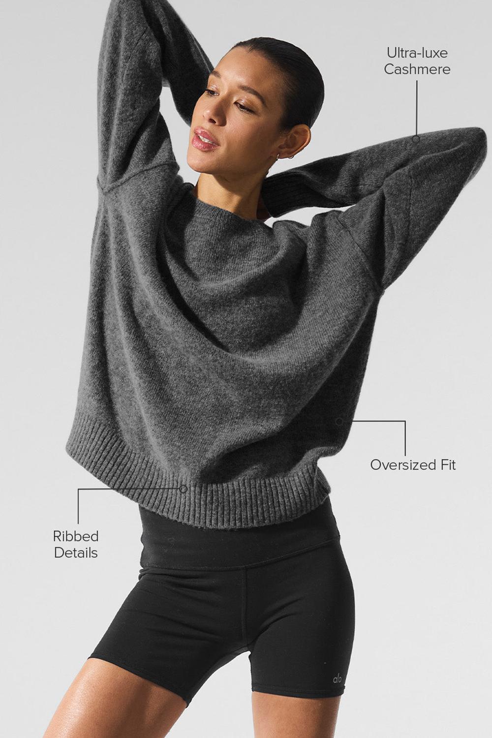 Platinum Grey Women Alo Yoga New Class Cashmere Crewneck Sweater | Australia  65394-VGCT