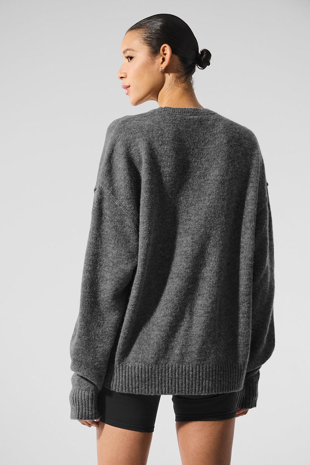 Platinum Grey Women Alo Yoga New Class Cashmere Crewneck Sweater | Australia  65394-VGCT