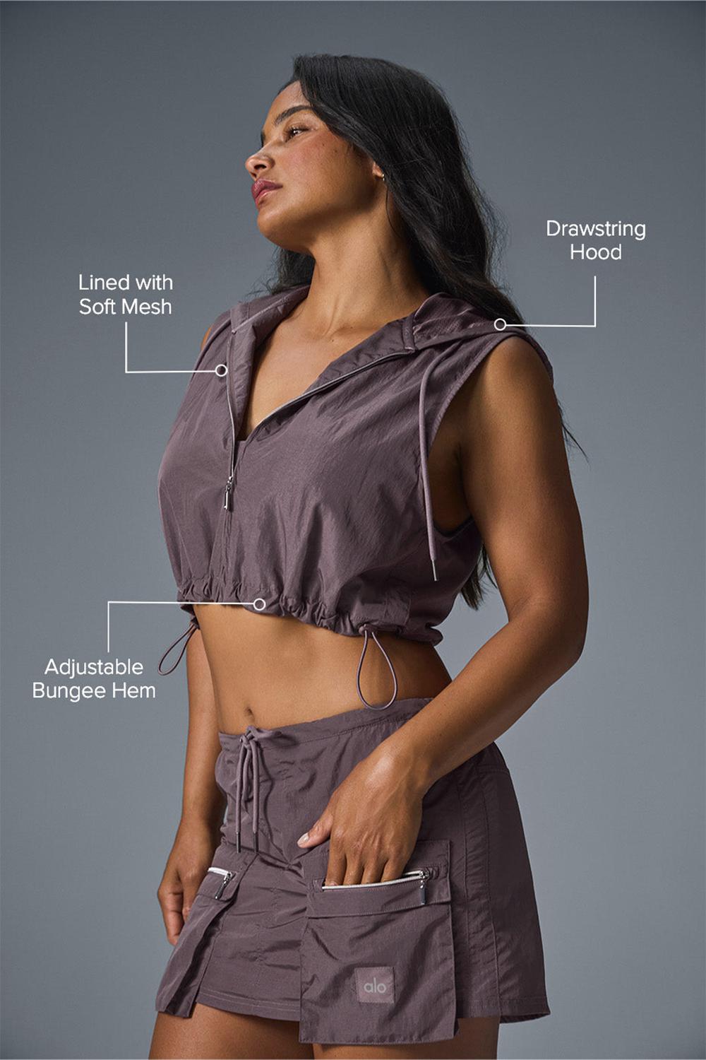 Raisinette Women Alo Yoga Crinkle Cropped Surplus Vest | Australia  70512-RDZL