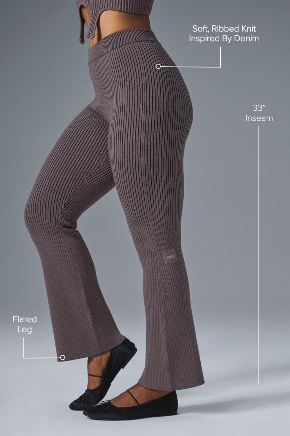 Raisinette / Black Women Alo Yoga Denim Knit High-Waist Flare Pant | Australia  35981-OKGS