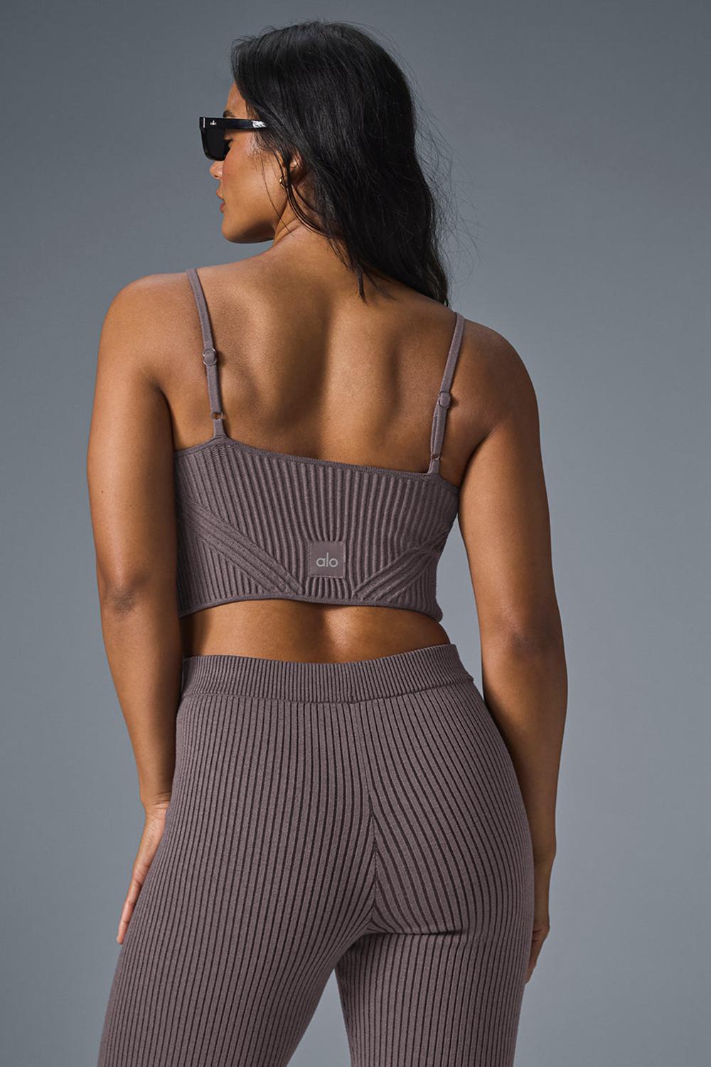 Raisinette / Black Women Alo Yoga Denim Knit Garter Tank | Australia  19364-RANM