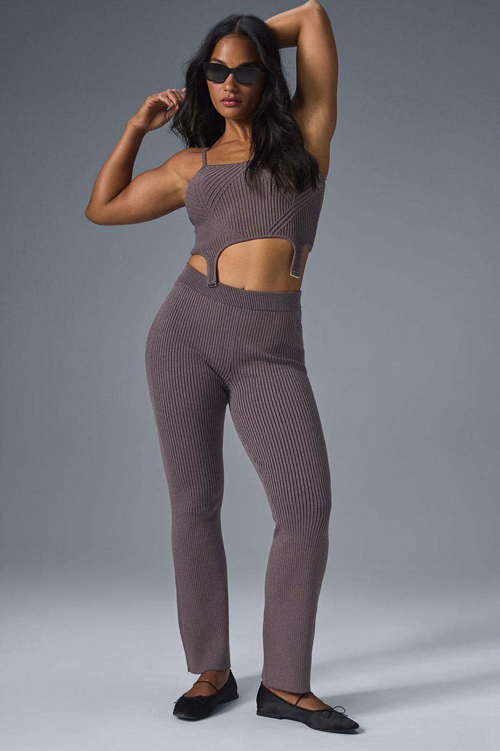 Raisinette / Black Women Alo Yoga Denim Knit Garter Tank | Australia  19364-RANM