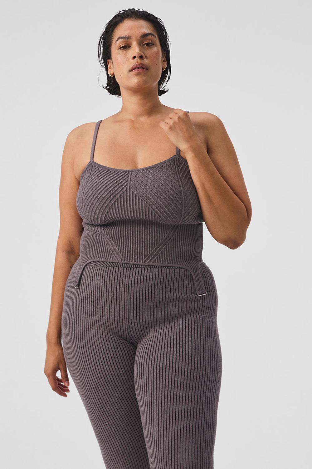 Raisinette / Black Women Alo Yoga Denim Knit Garter Tank | Australia  19364-RANM