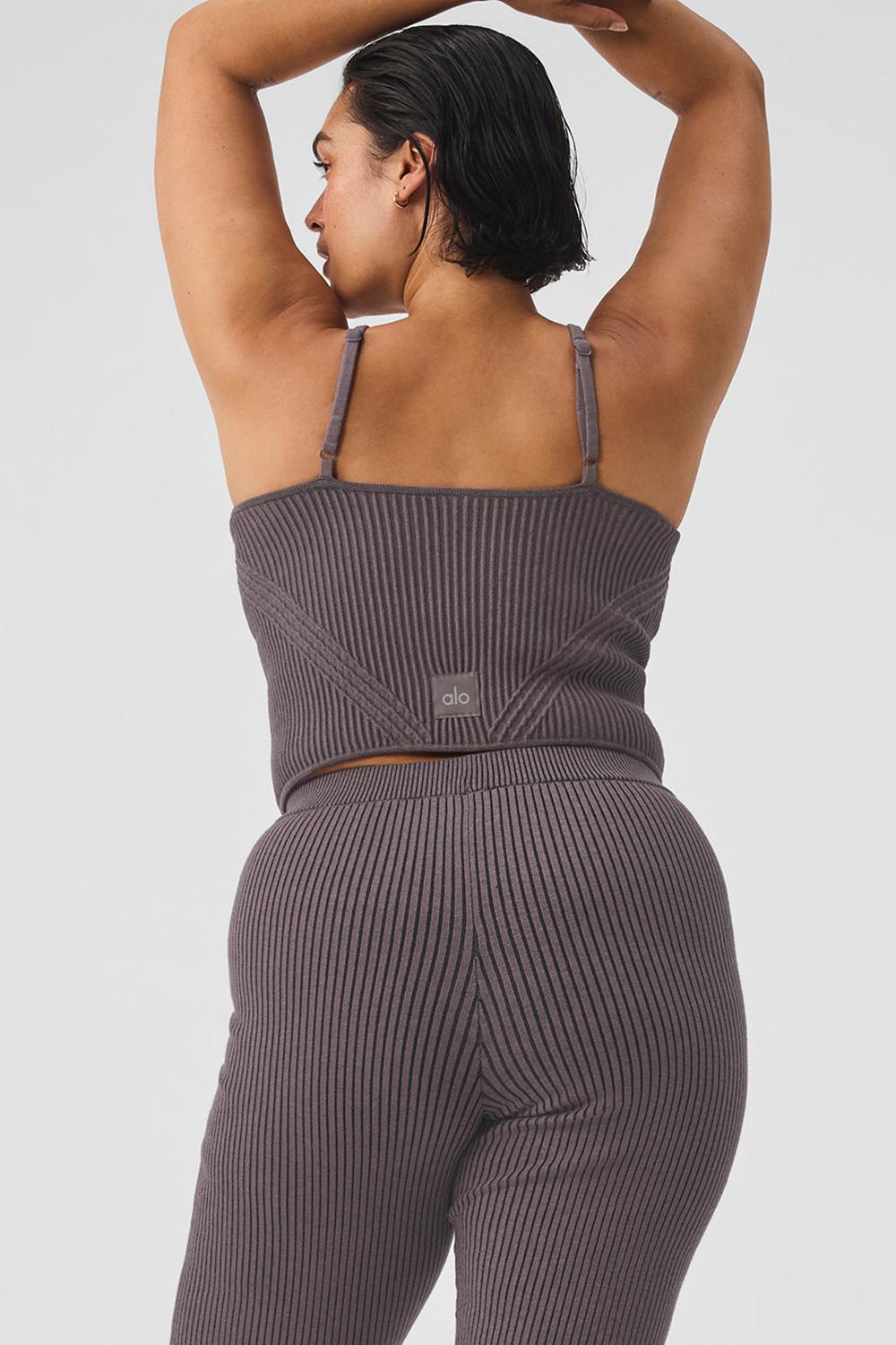 Raisinette / Black Women Alo Yoga Denim Knit Garter Tank | Australia  19364-RANM