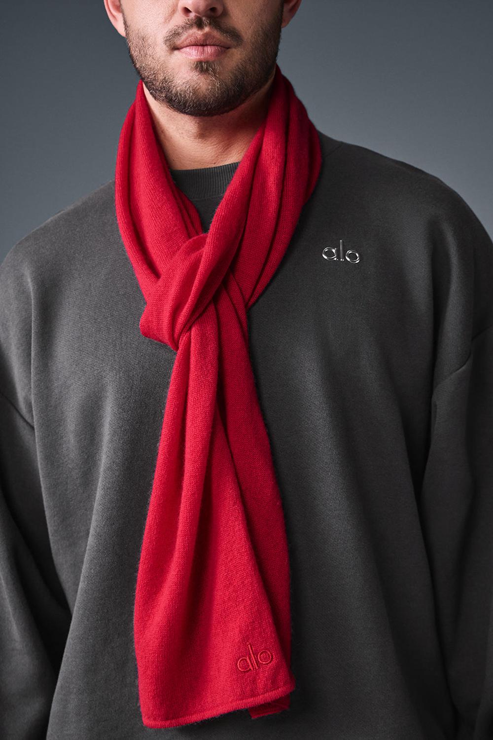 Red Ribbon Men Alo Yoga Cashmere Light Frosted Scarf | Australia  79165-DVNL