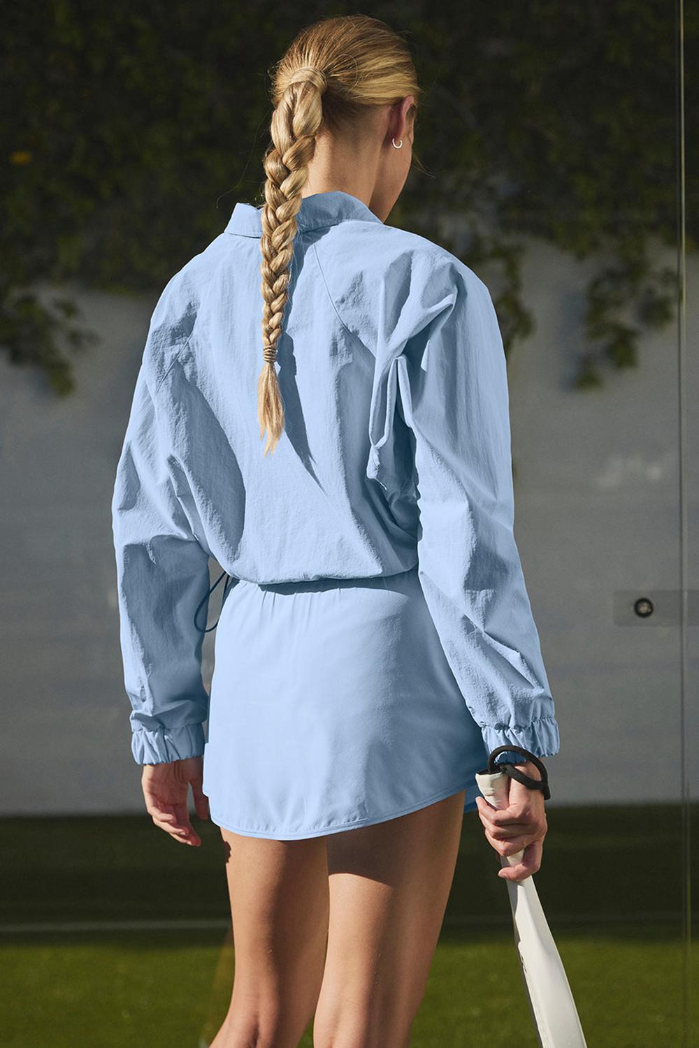 Seashell Blue Women Alo Yoga Cropped 1/4 Zip Alumni Pullover | Australia  54683-HVGP