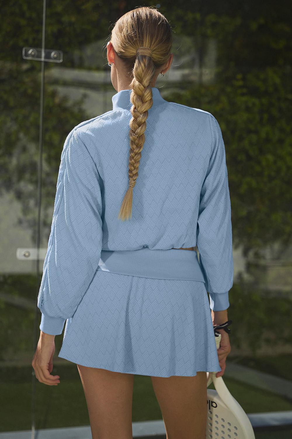 Seashell Blue Women Alo Yoga Cropped Doubles Only Full Zip Jacket | Australia  30165-RJWC