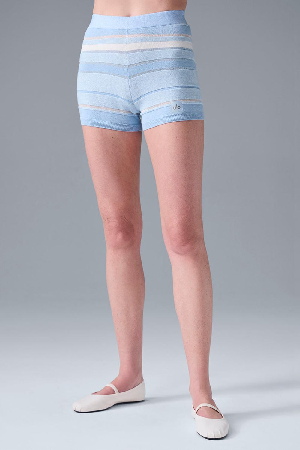 Seashell Blue / Ivory Women Alo Yoga Sport Play High-Waist Knit Short | Australia  42107-CSZT