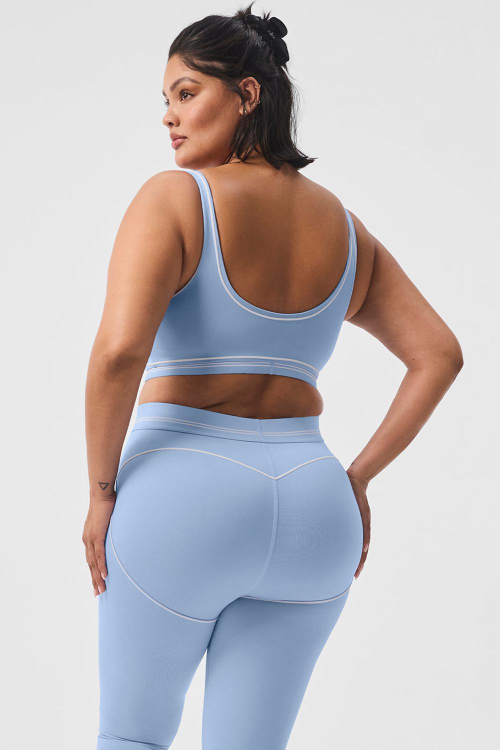 Seashell Blue / White Women Alo Yoga Airbrush Heart Throb Bra | Australia  48153-ZIGL