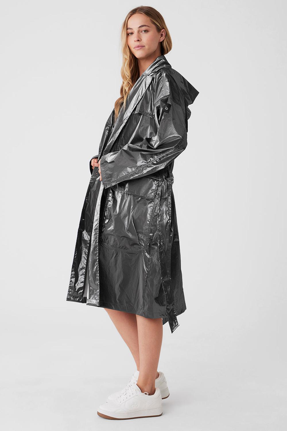 Silver Metallic Women Alo Yoga Metallic Break Line Trench Coat | Australia  79153-JZTV