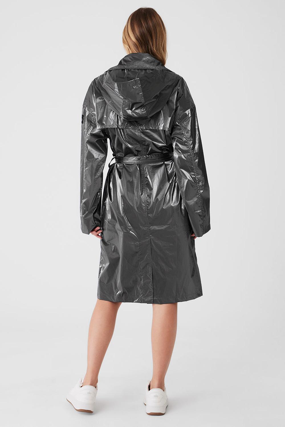 Silver Metallic Women Alo Yoga Metallic Break Line Trench Coat | Australia  79153-JZTV