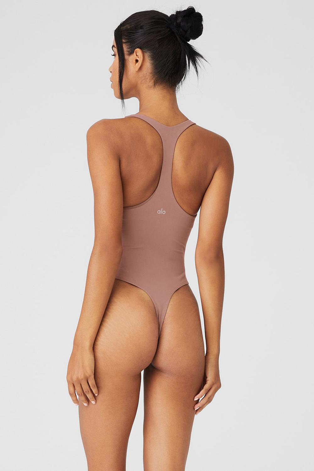 Smoky Quartz Women Alo Yoga Sleek Back Bodysuit | Australia  72481-NBTH