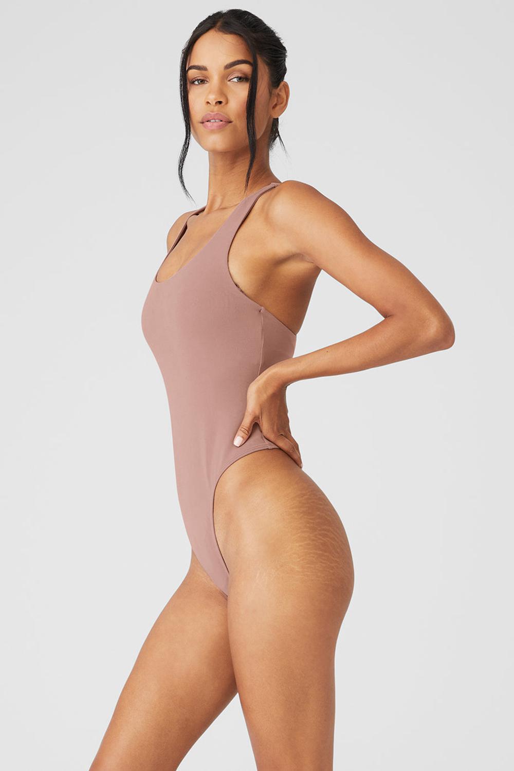 Smoky Quartz Women Alo Yoga Sleek Back Bodysuit | Australia  72481-NBTH