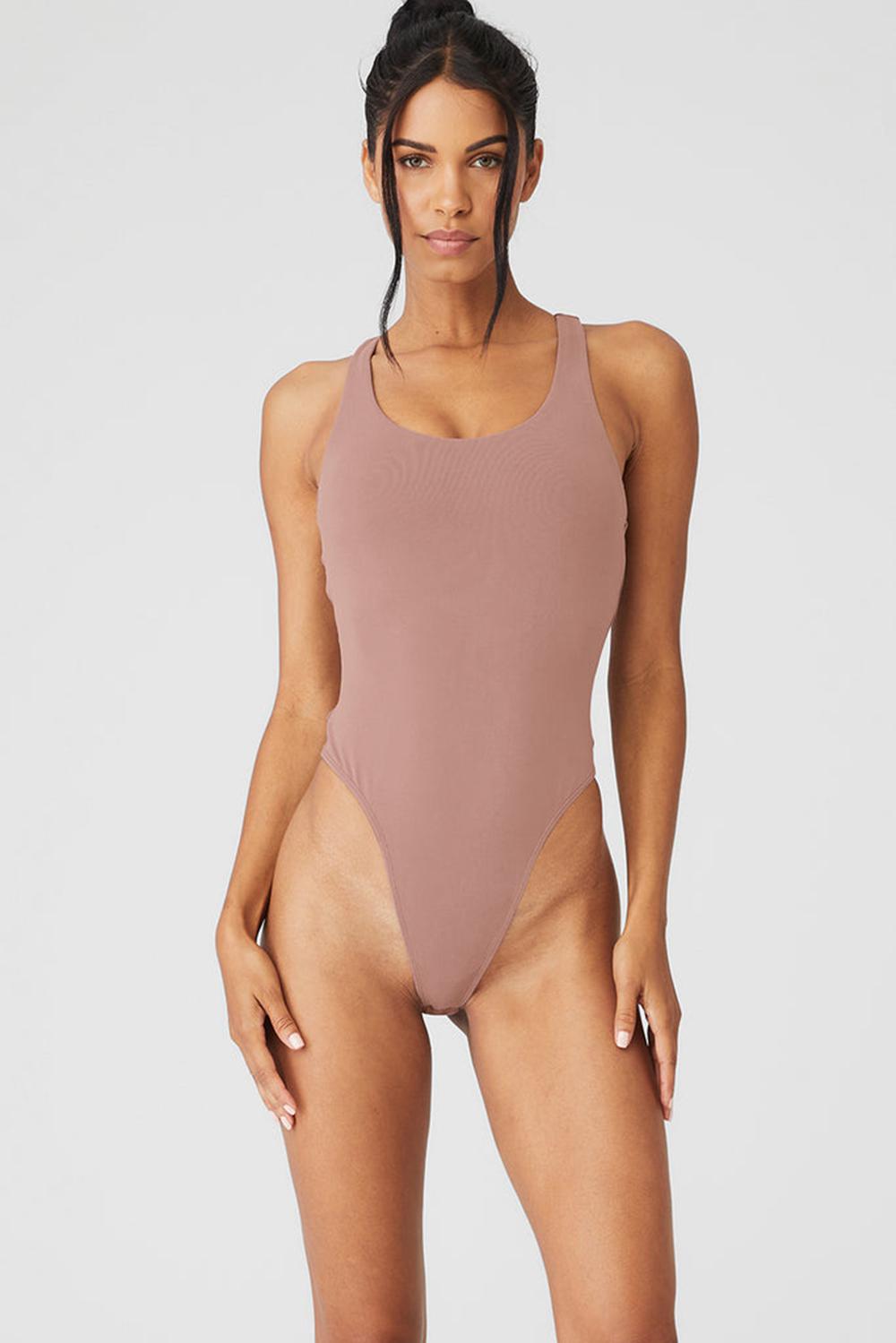 Smoky Quartz Women Alo Yoga Sleek Back Bodysuit | Australia  72481-NBTH