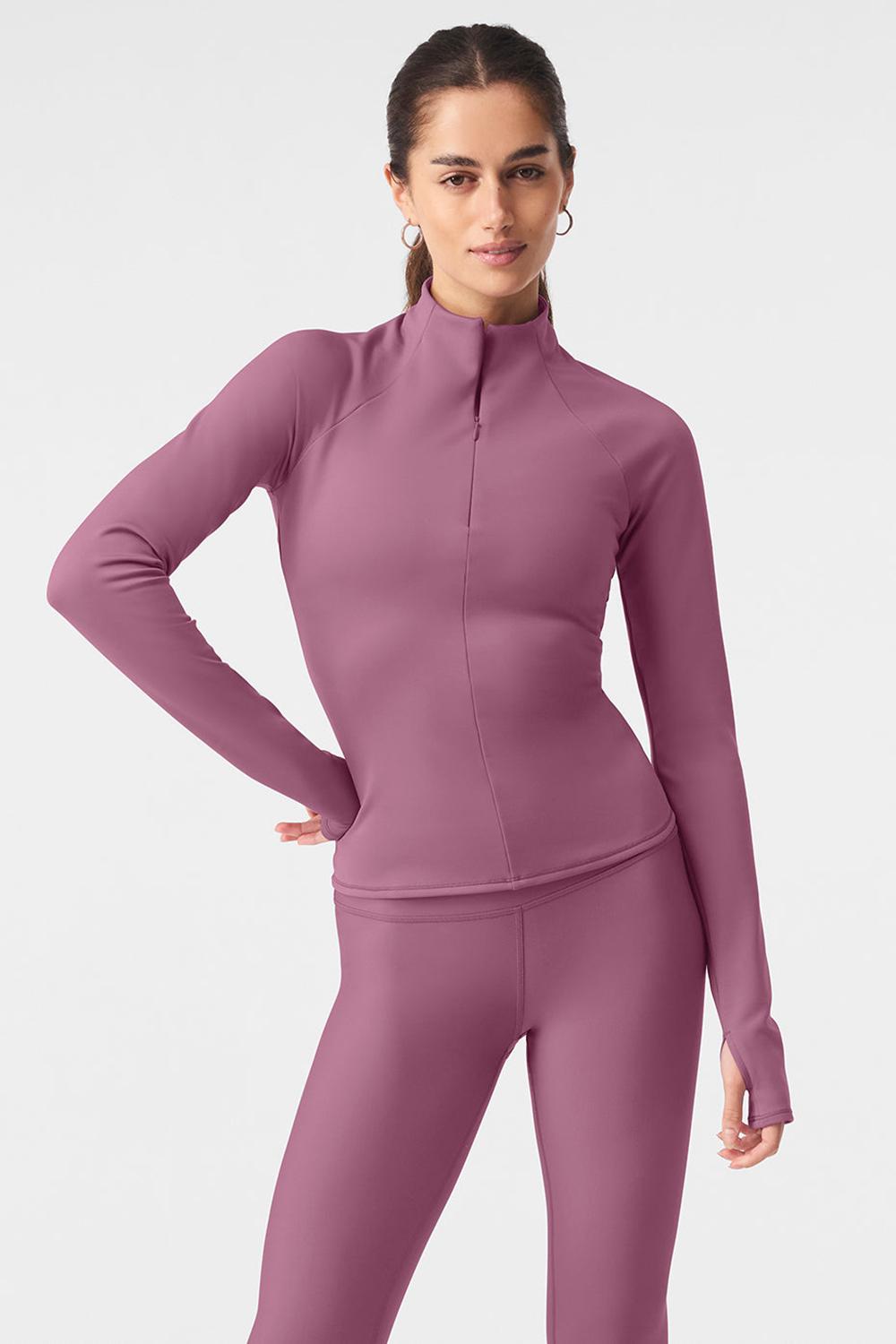 Soft Mulberry Women Alo Yoga Airlift Winter Warm 1/4 Zip Long Sleeve | Australia  27986-DSMO