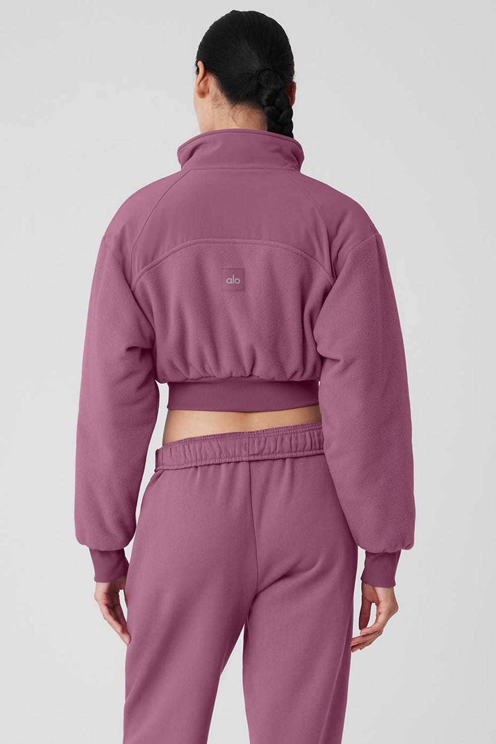 Soft Mulberry Women Alo Yoga Polar Fleece Cropped Wintry Mix Jacket | Australia  89730-IGMP