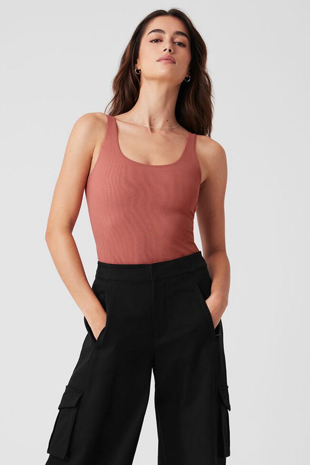 Soft Terracotta Women Alo Yoga Mesh Sheer Illusion Bodysuit | Australia  59364-LJNR