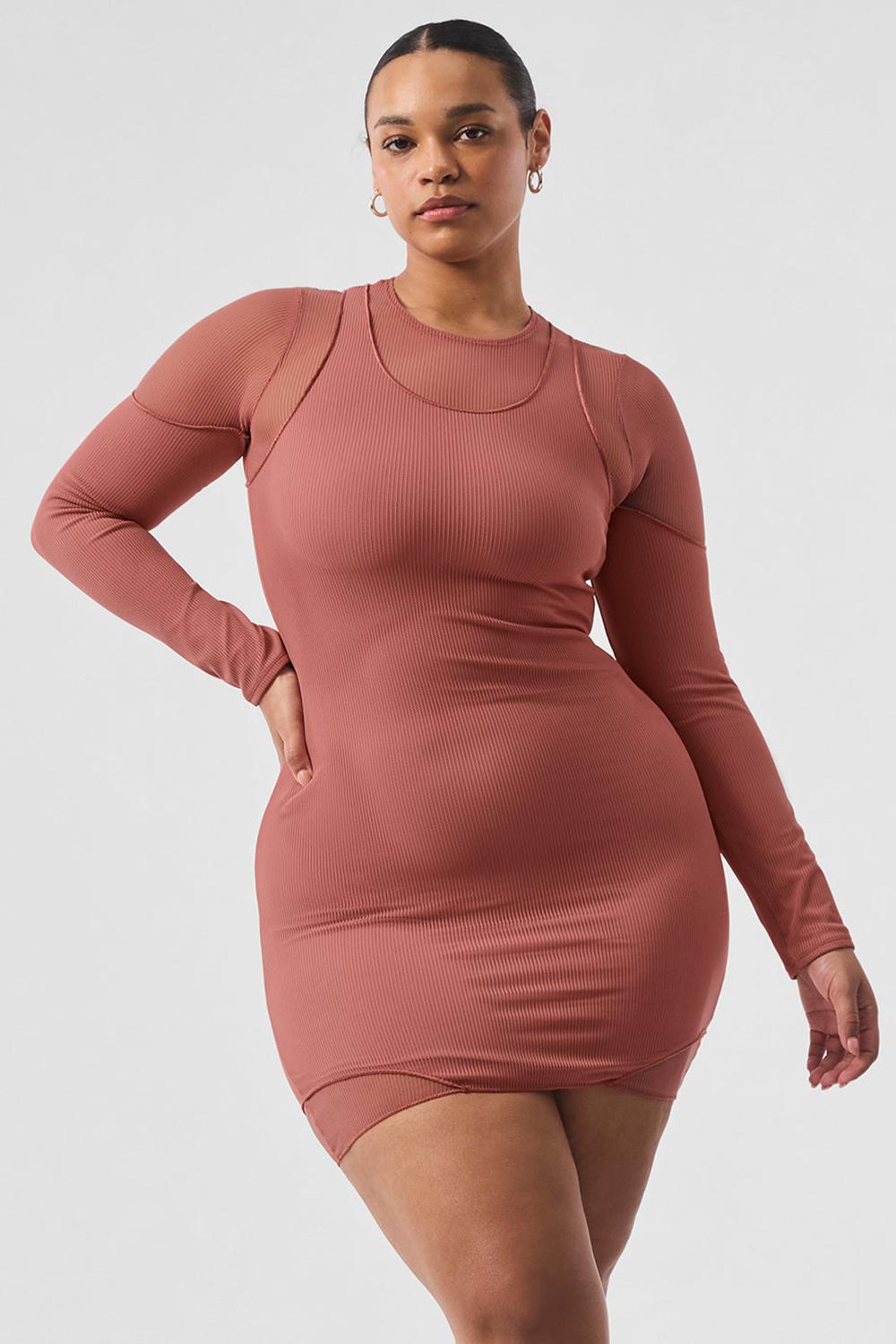 Soft Terracotta Women Alo Yoga Striped Mesh Synergy Long Sleeve | Australia  13095-NZTV
