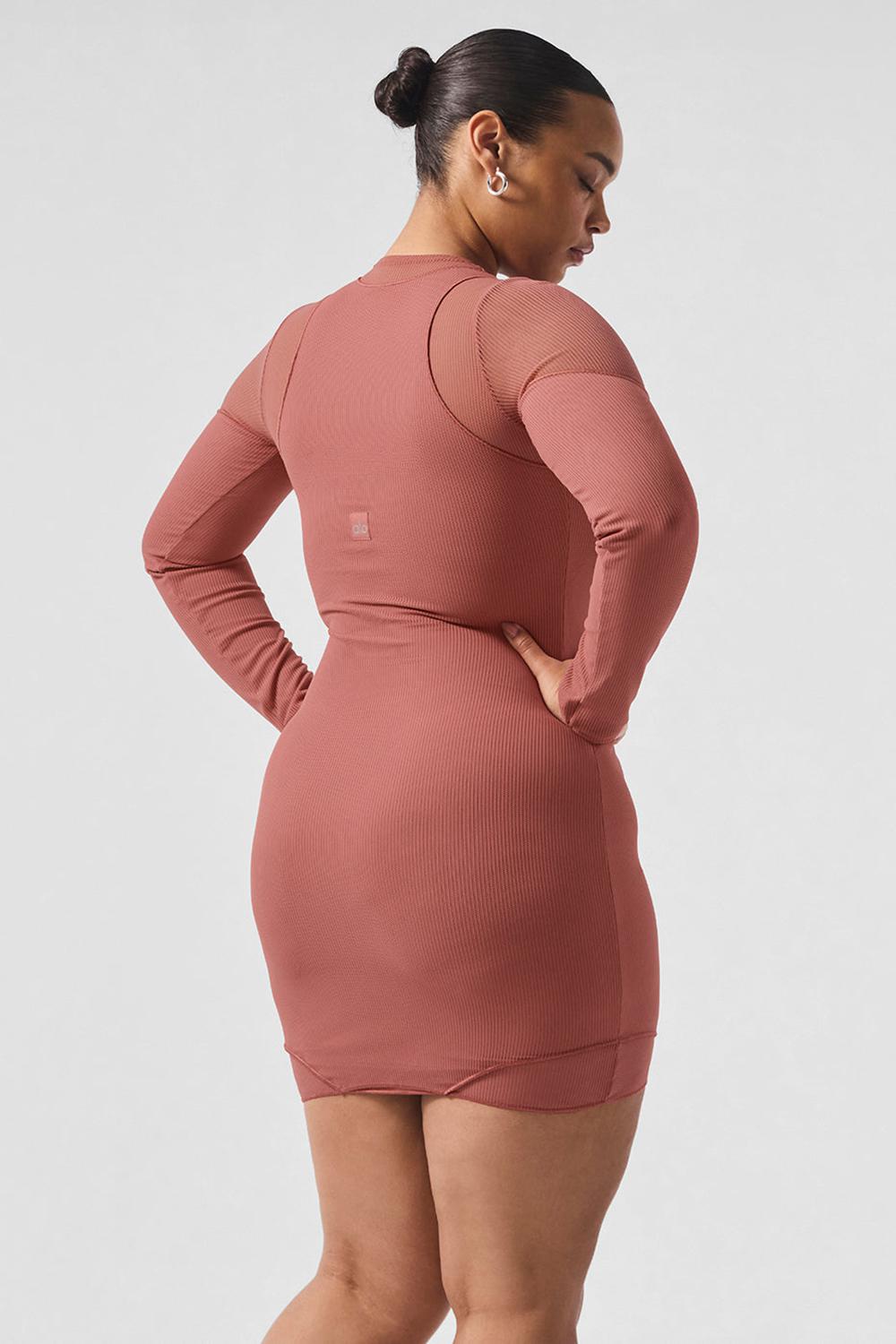 Soft Terracotta Women Alo Yoga Striped Mesh Synergy Long Sleeve | Australia  13095-NZTV