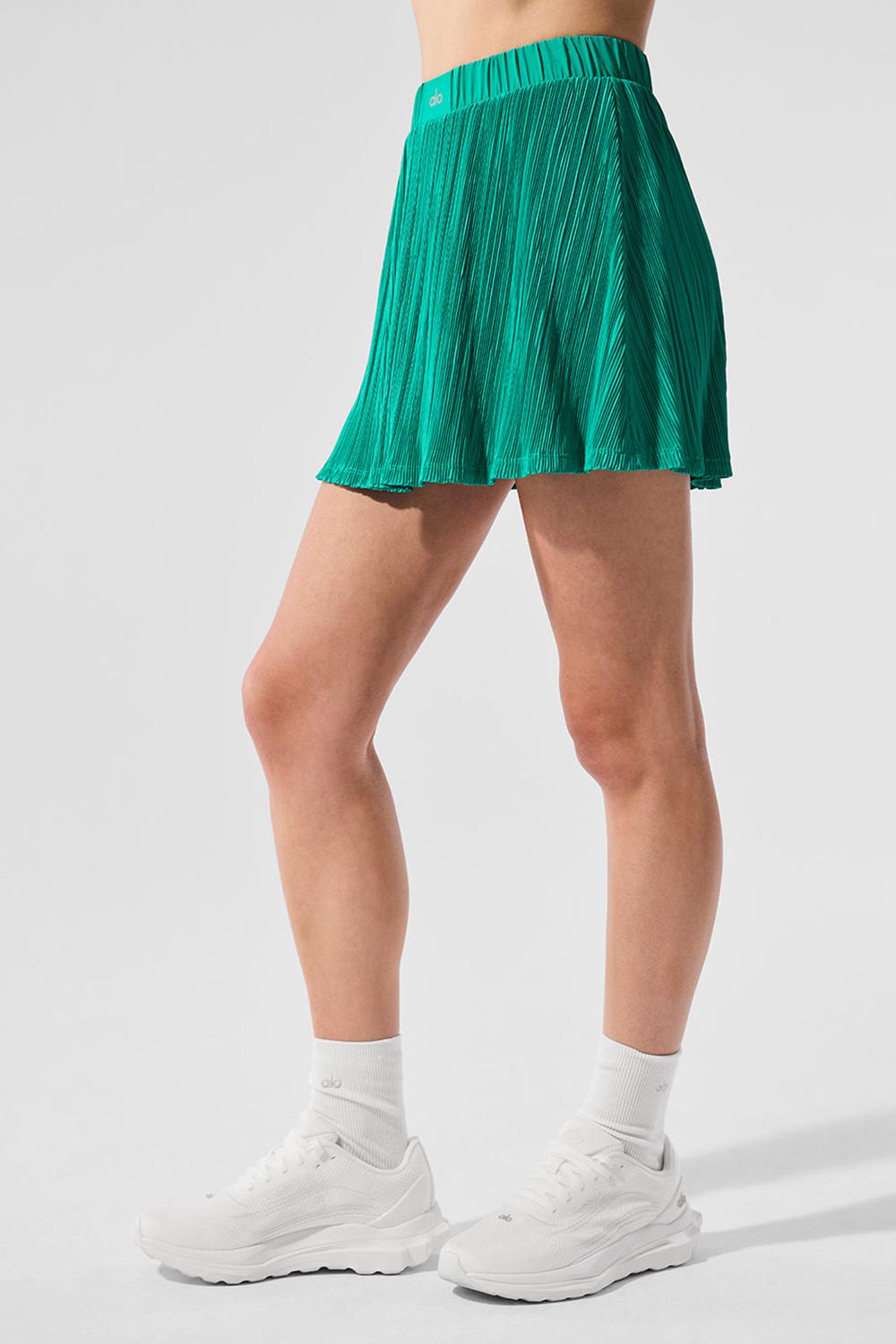 Spruce Green Women Alo Yoga Micro Plisse Tennis Skirt | Australia  39271-NARY