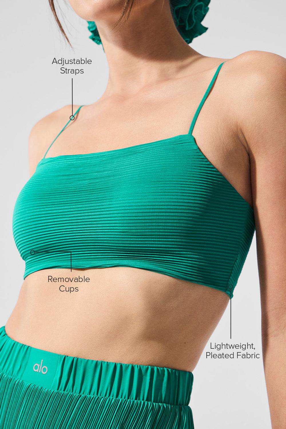 Spruce Green Women Alo Yoga Micro Plisse Game On Bra | Australia  87604-LBED