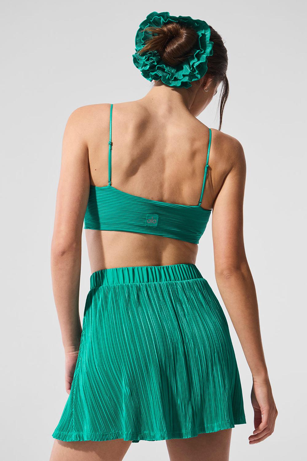 Spruce Green Women Alo Yoga Micro Plisse Game On Bra | Australia  87604-LBED