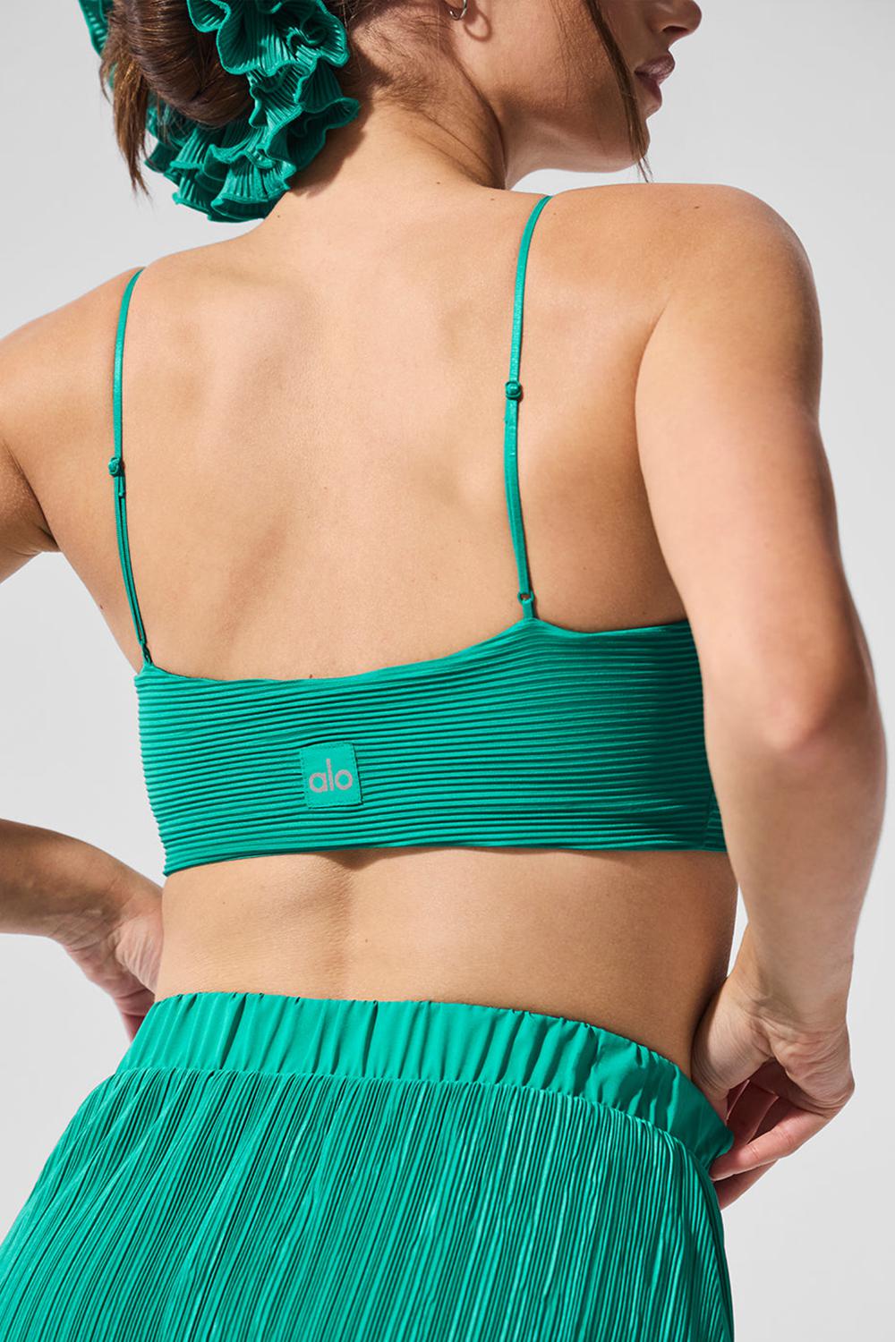 Spruce Green Women Alo Yoga Micro Plisse Game On Bra | Australia  87604-LBED