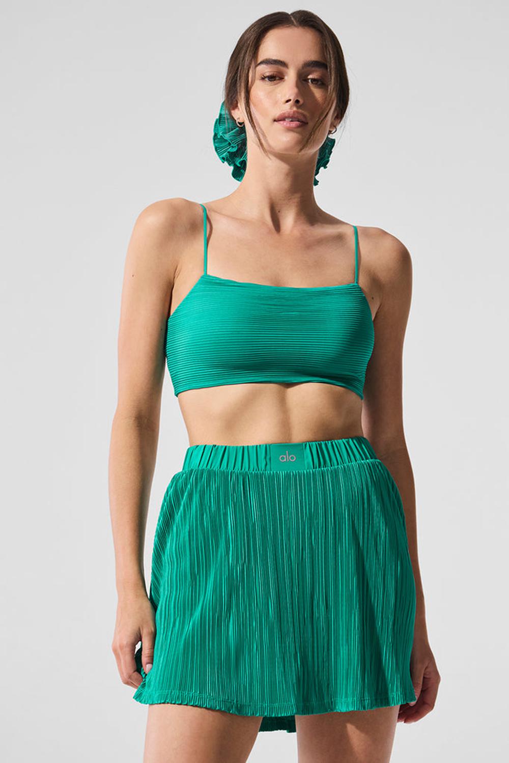 Spruce Green Women Alo Yoga Micro Plisse Game On Bra | Australia  87604-LBED