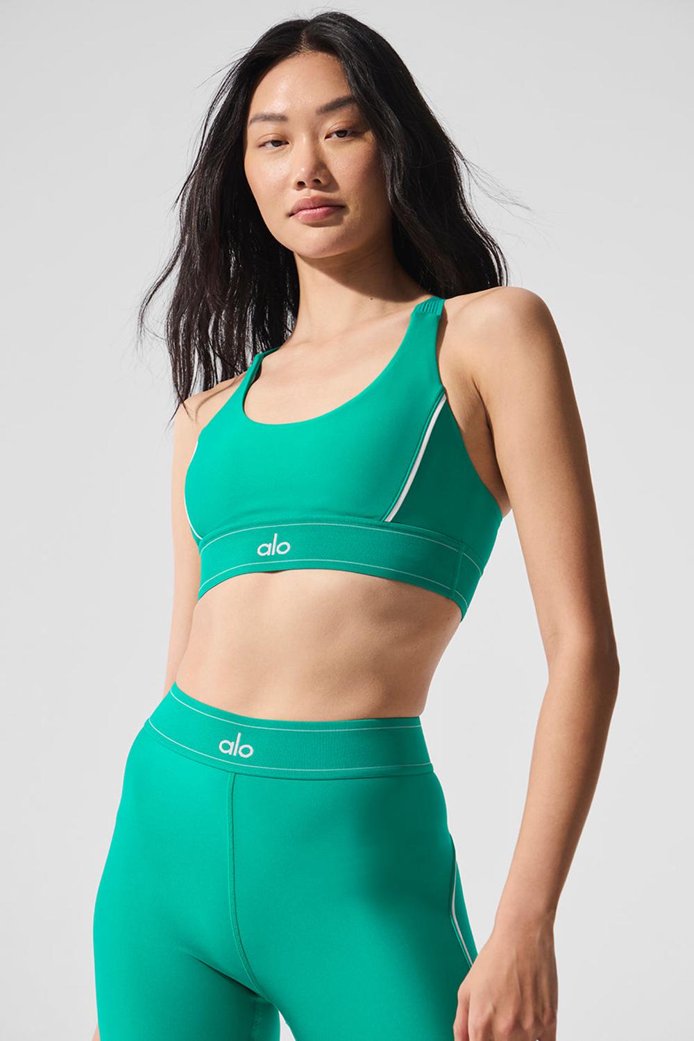 Spruce Green / White Women Alo Yoga Airlift Suit Up Bra | Australia  68415-DTOF