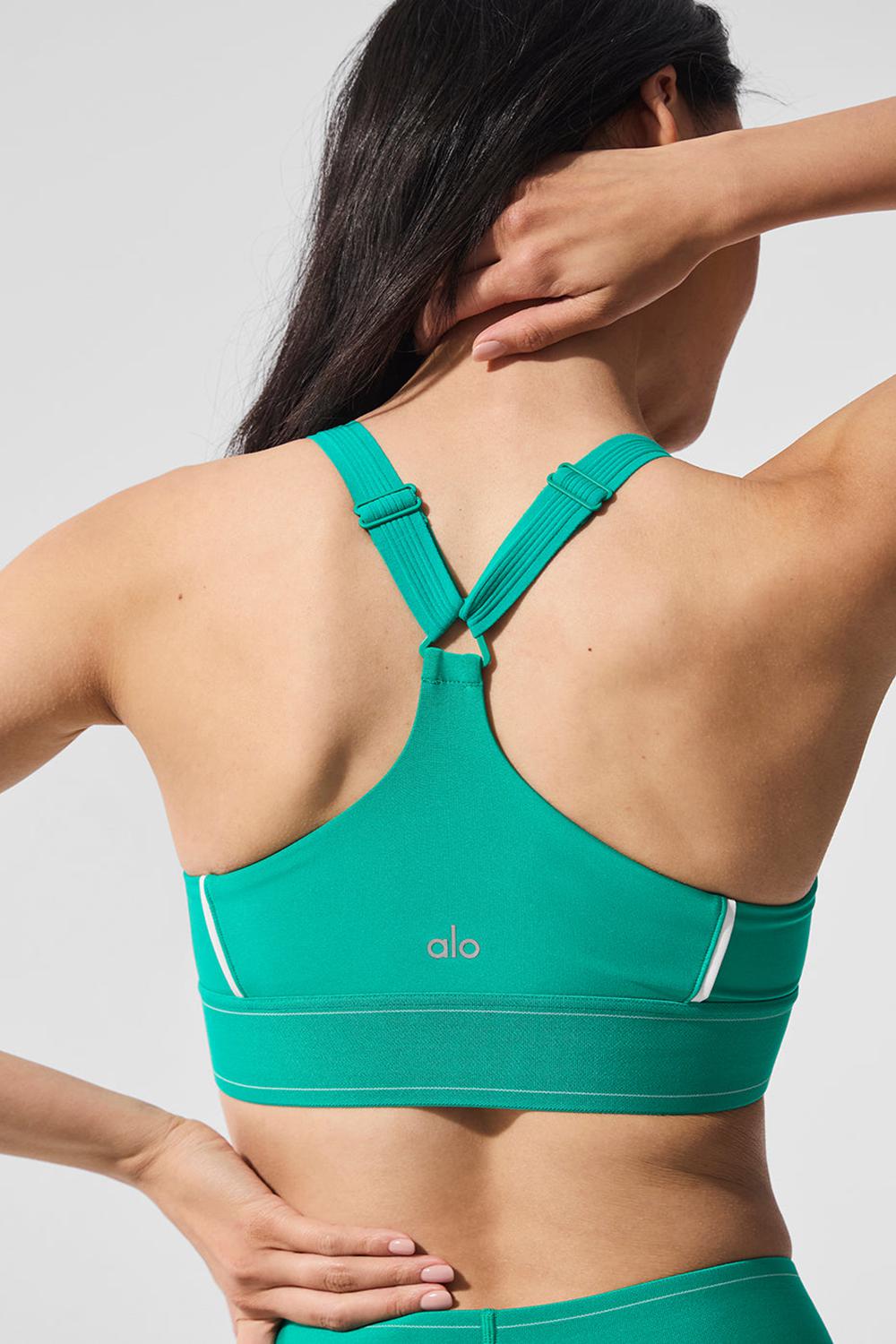 Spruce Green / White Women Alo Yoga Airlift Suit Up Bra | Australia  68415-DTOF