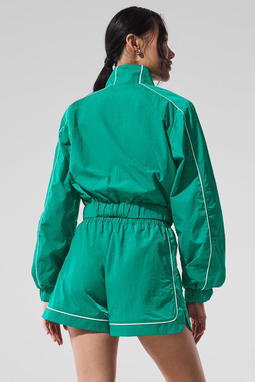 Spruce Green / White Women Alo Yoga Motivate Full-Zip Track Jacket | Australia  65281-LJXB