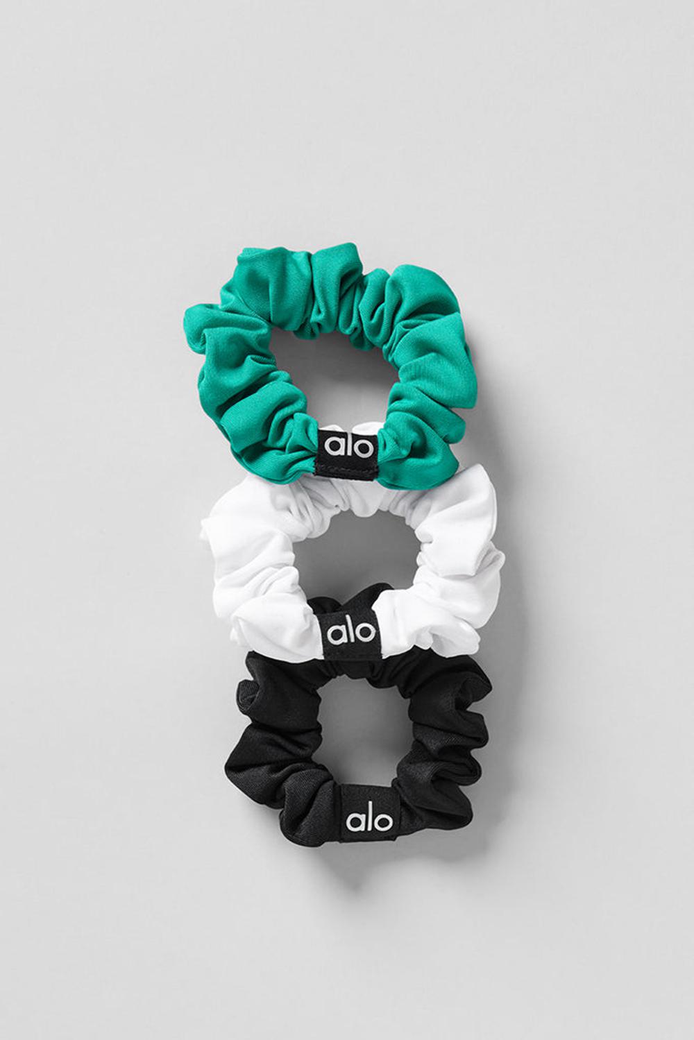 Spruce Green / White / Black Women Alo Yoga Fresh Mini 3-Pack Scrunchie | Australia  95136-WYVM
