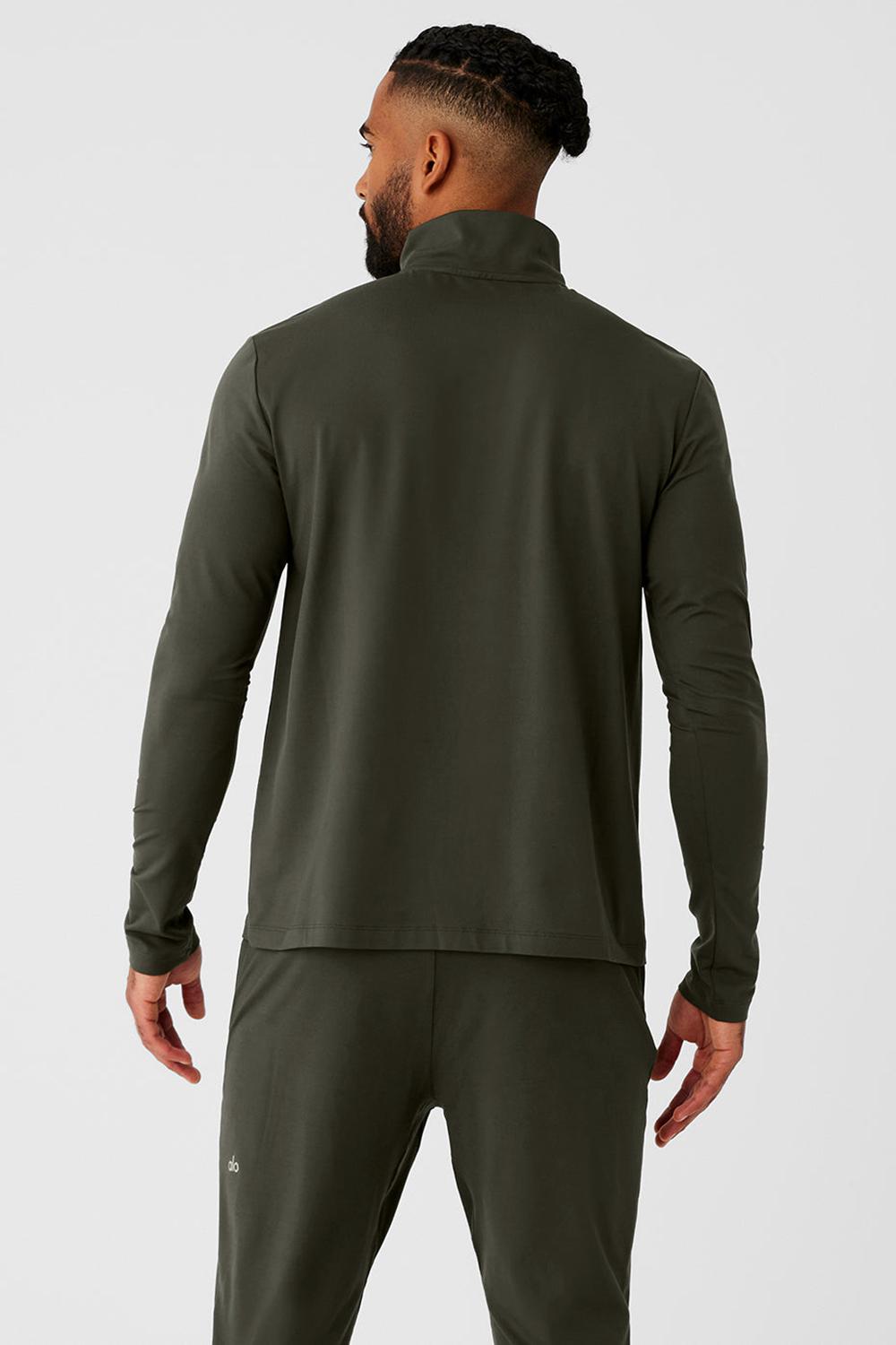 Stealth Green Men Alo Yoga Conquer 1/4 Zip Reform Long Sleeve | Australia  92583-GQUK