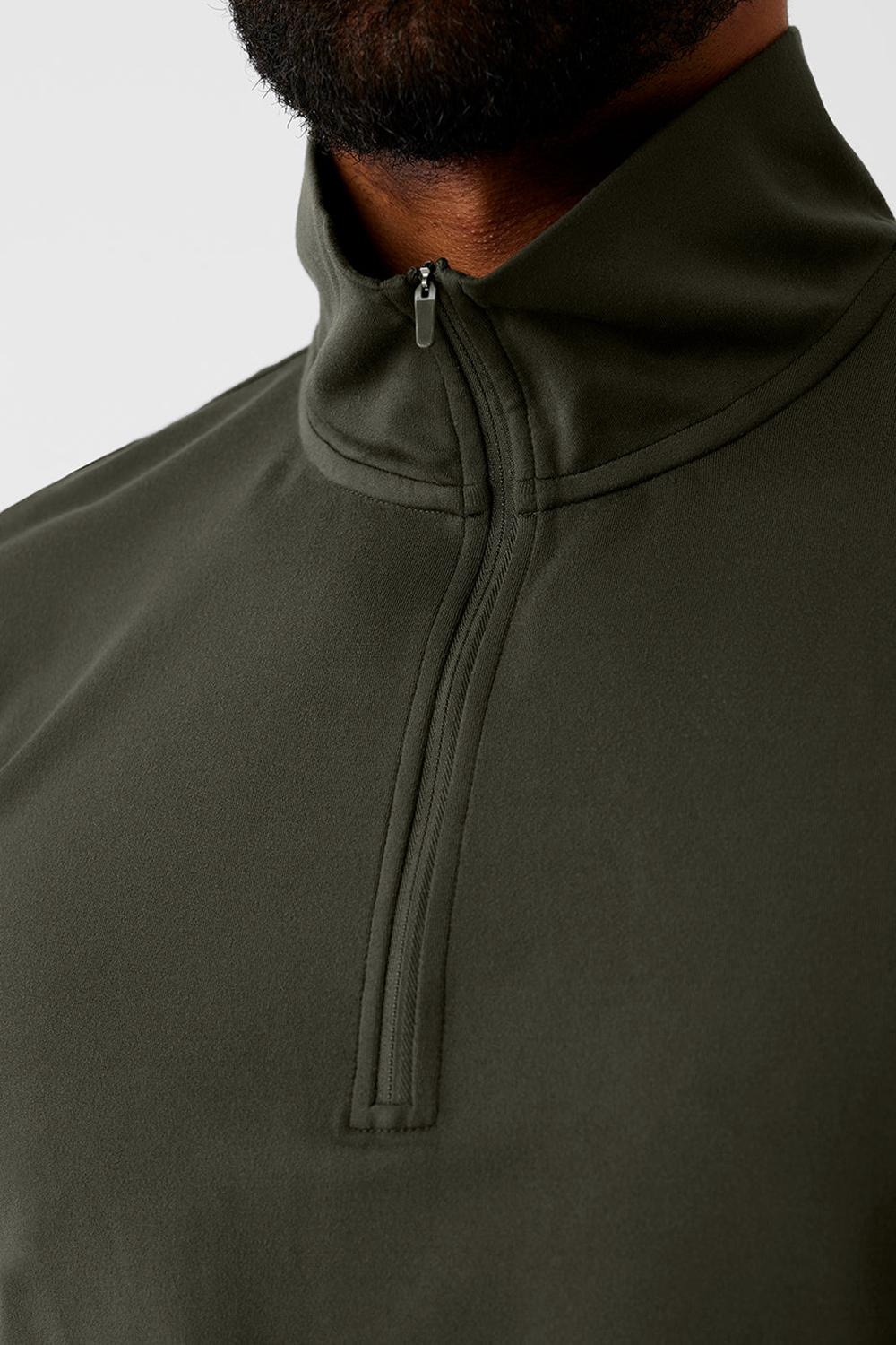 Stealth Green Men Alo Yoga Conquer 1/4 Zip Reform Long Sleeve | Australia  92583-GQUK
