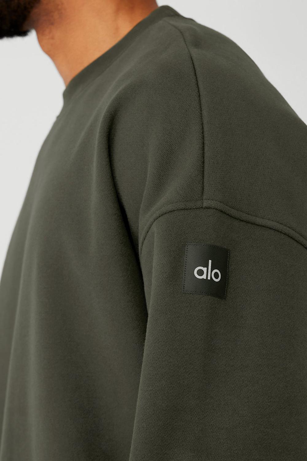 Stealth Green Men Alo Yoga Renown Heavy Weight Crew Neck Pullover | Australia  01492-JORN