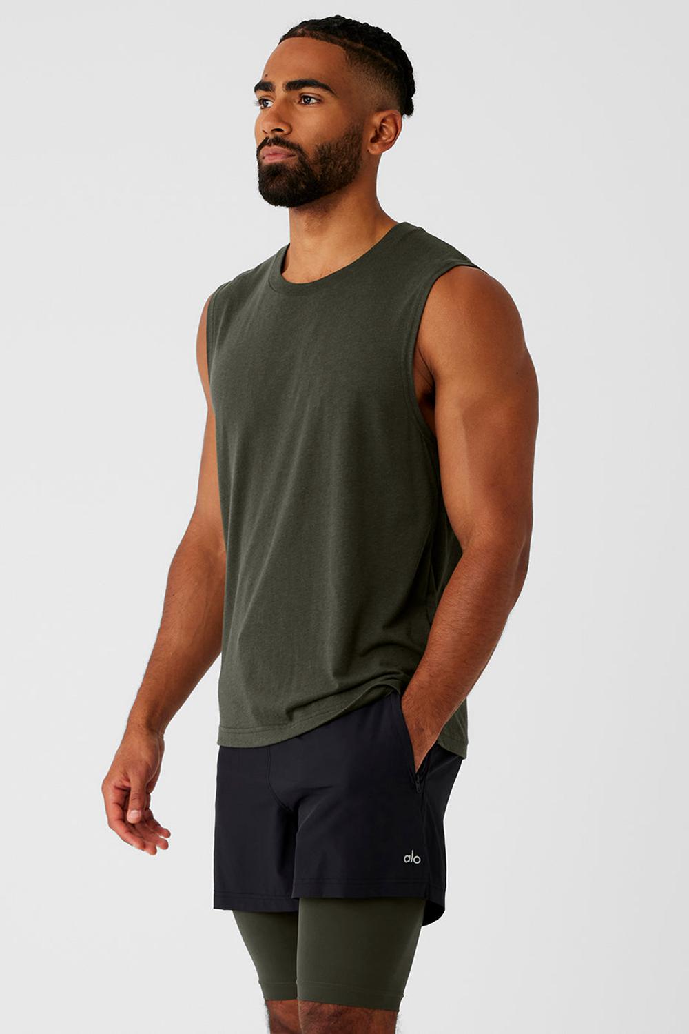 Stealth Green Men Alo Yoga The Triumph Muscle Tank | Australia  09361-PIQJ