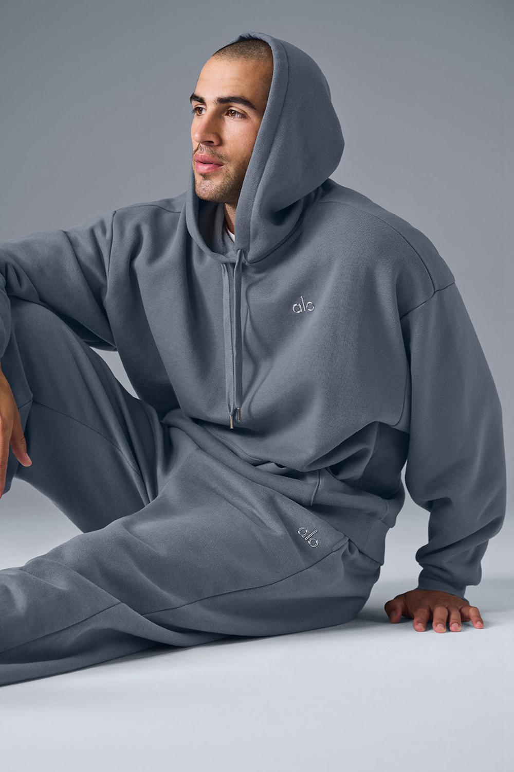 Steel Grey Men Alo Yoga Accolade Hoodie | Australia  38416-OYAZ