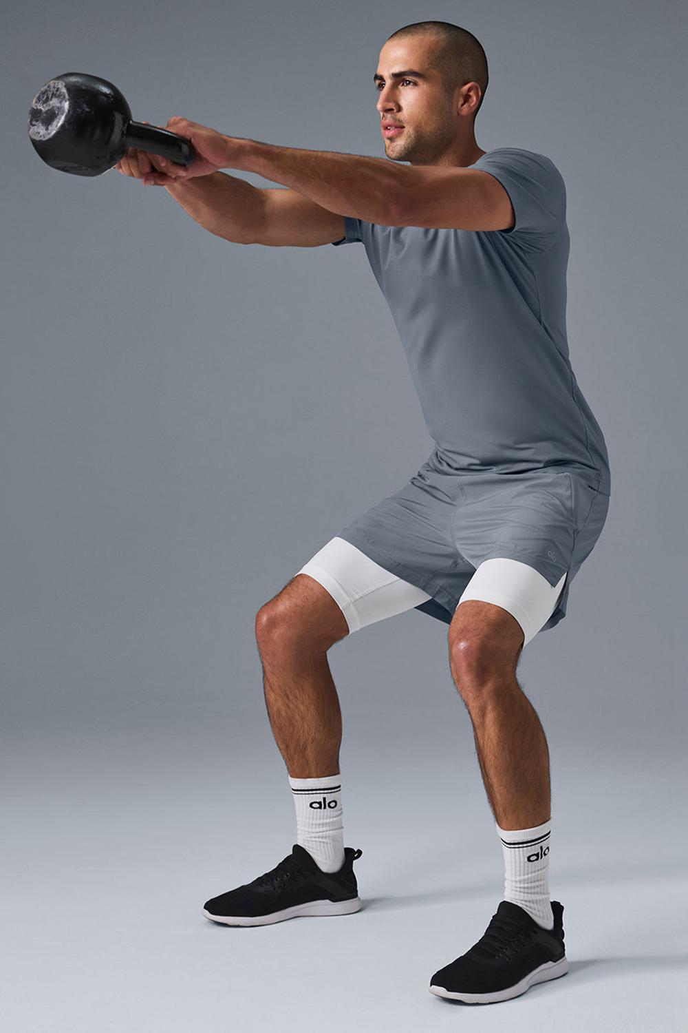 Steel Grey Men Alo Yoga Conquer Reform Crewneck Sleeve Short Sleeve | Australia  32514-JKPB
