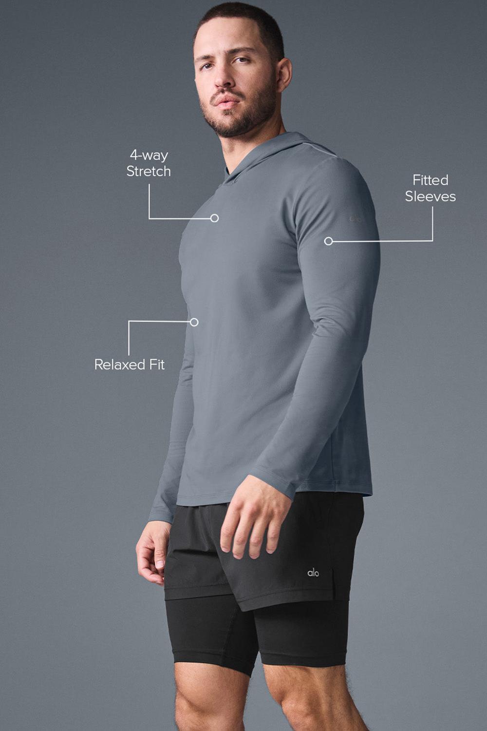 Steel Grey Men Alo Yoga Conquer Reform With Hood Long Sleeve | Australia  37268-DCRK