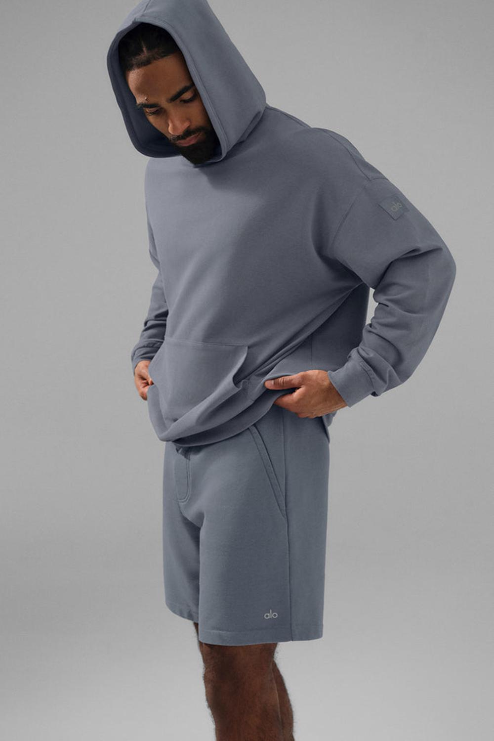Steel Grey Men Alo Yoga Double Take Hoodie | Australia  48652-OBZX