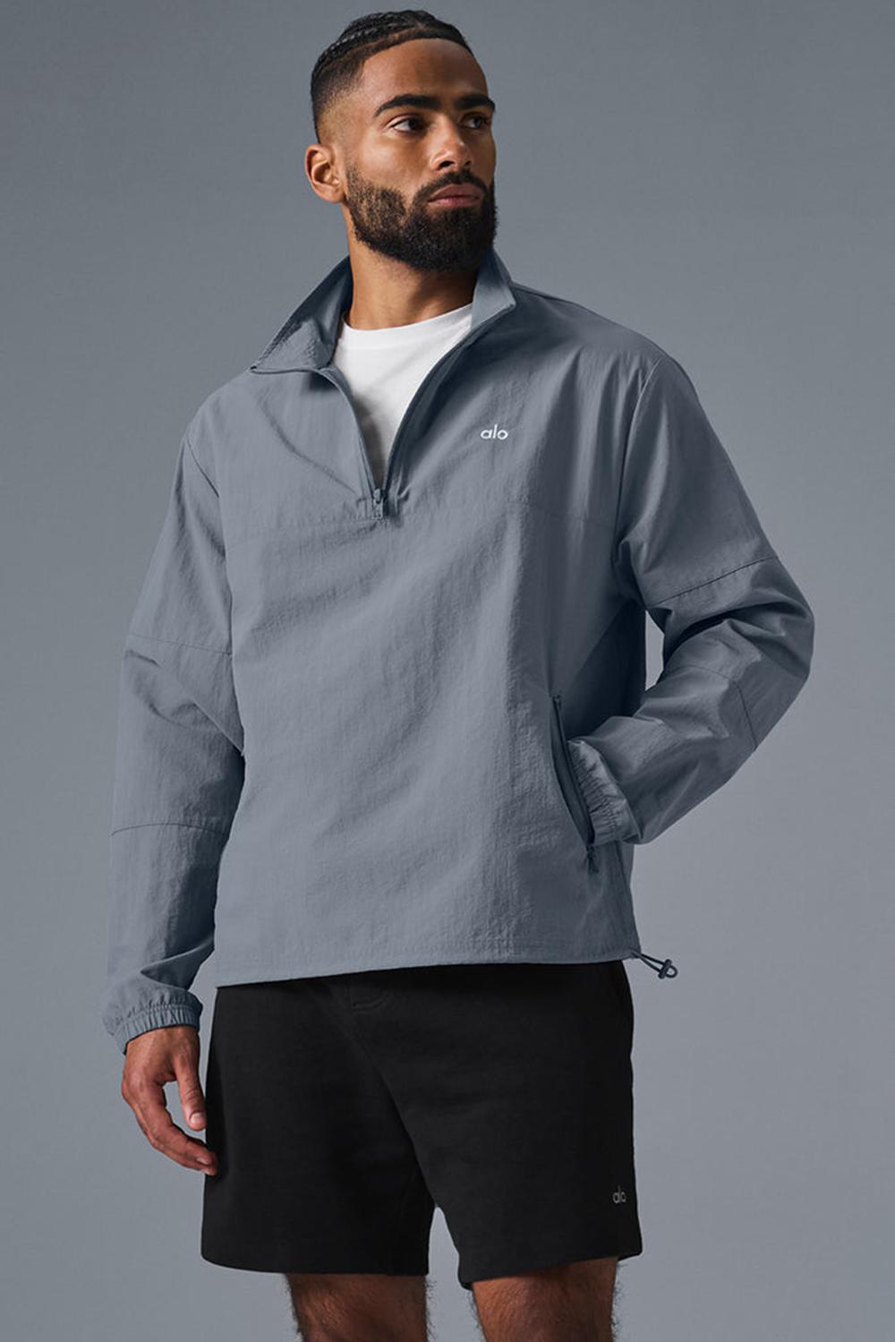 Steel Grey Men Alo Yoga Lightweight Takeaway Track Pullover | Australia  97453-ZXVB