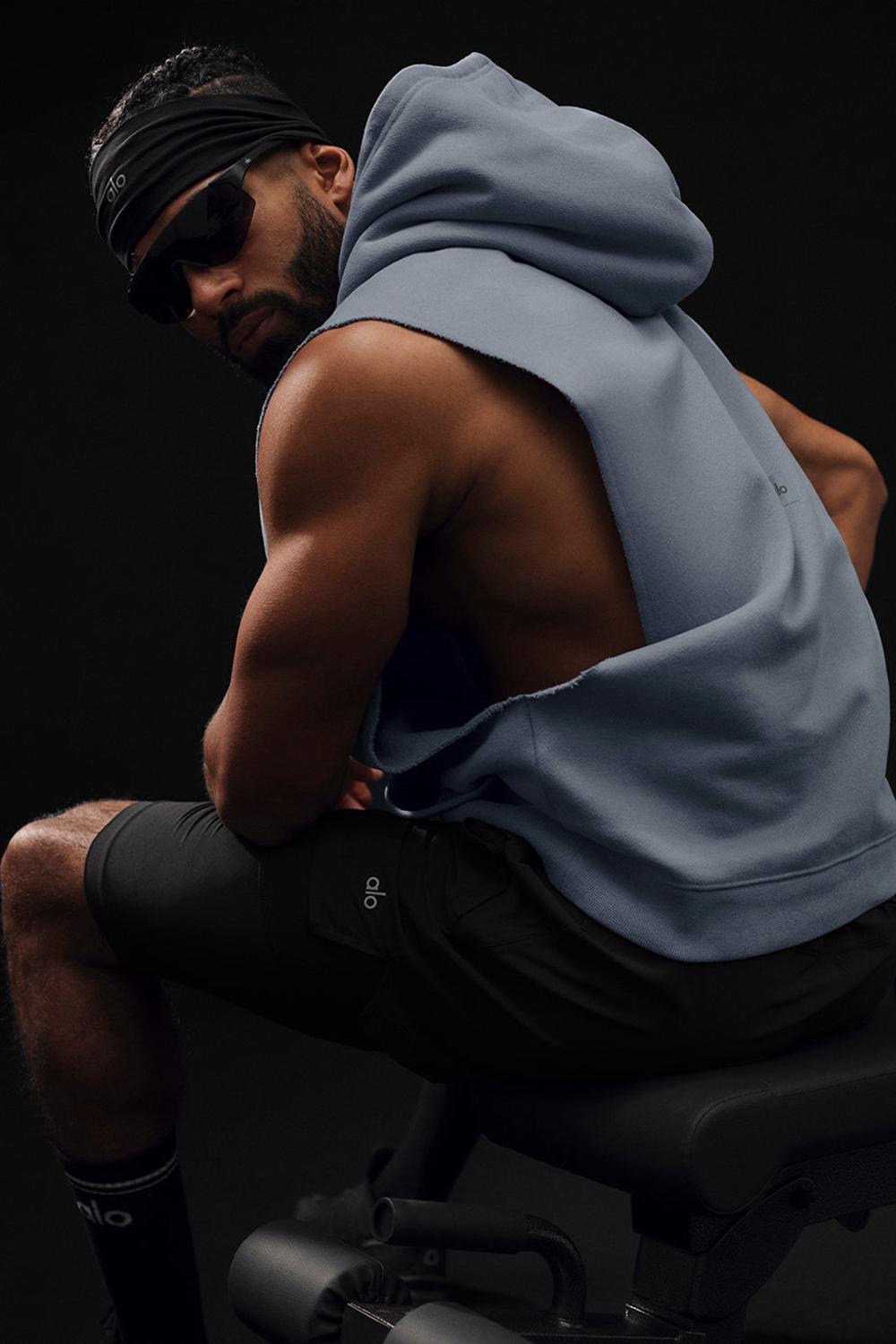 Steel Grey Men Alo Yoga Renown Sleeveless Hoodie | Australia  31506-MJLE