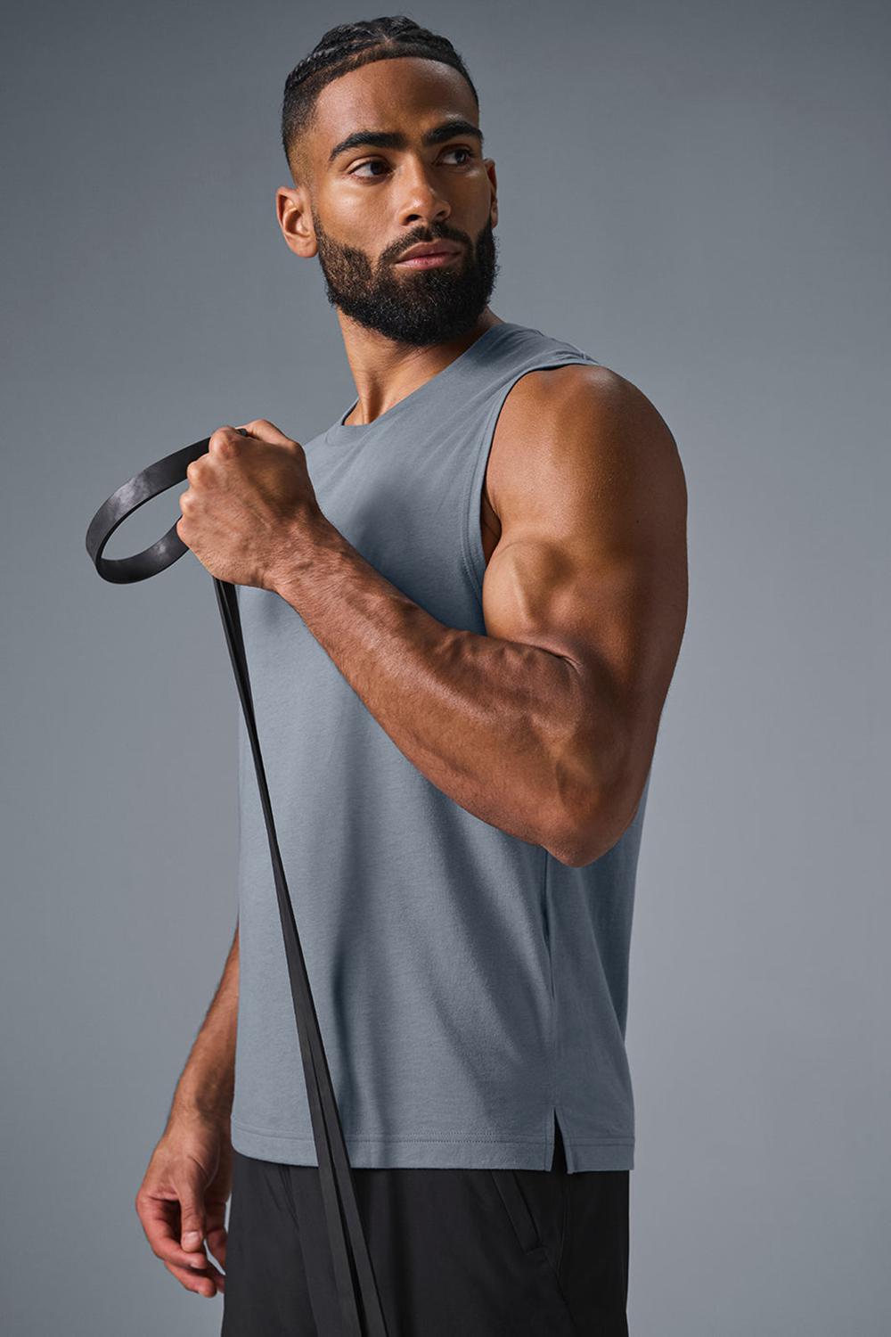 Steel Grey Men Alo Yoga The Triumph Muscle Tank | Australia  78530-UGXZ
