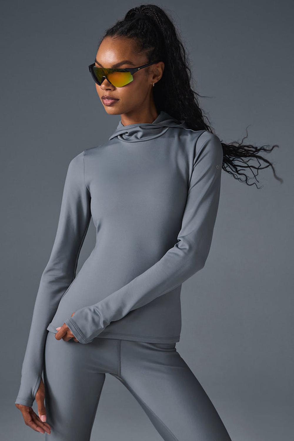 Steel Grey Women Alo Yoga Airlift Winter Warm Hooded Hoodie | Australia  54629-HADV