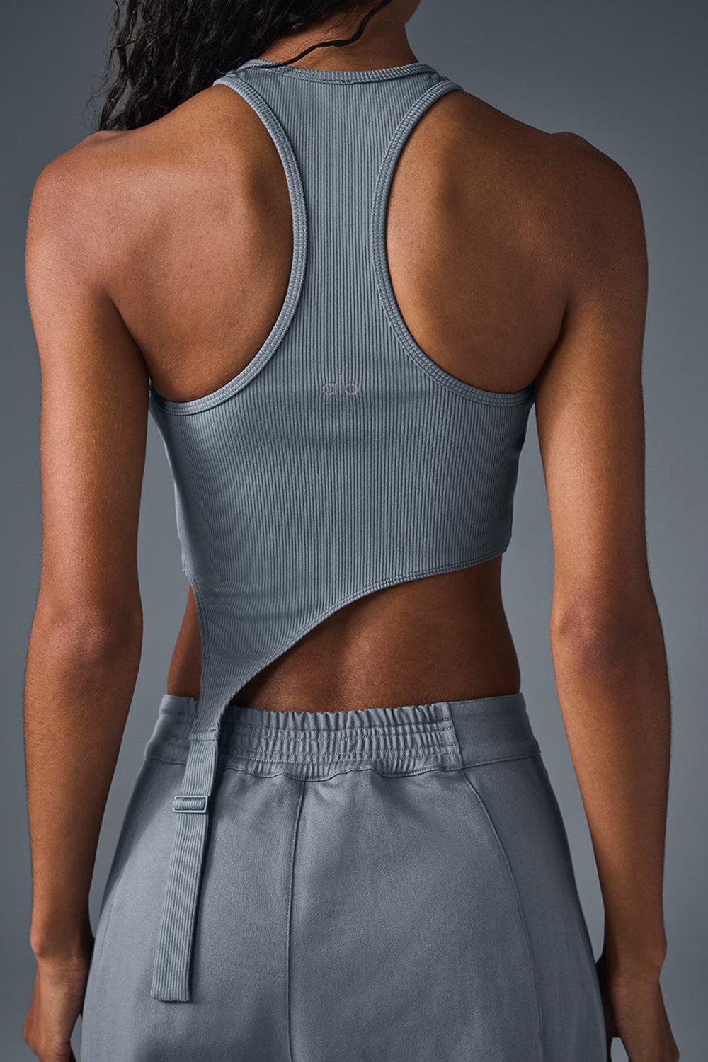 Steel Grey Women Alo Yoga Alosoft Ribbed Revelation Tank | Australia  12749-LFQN
