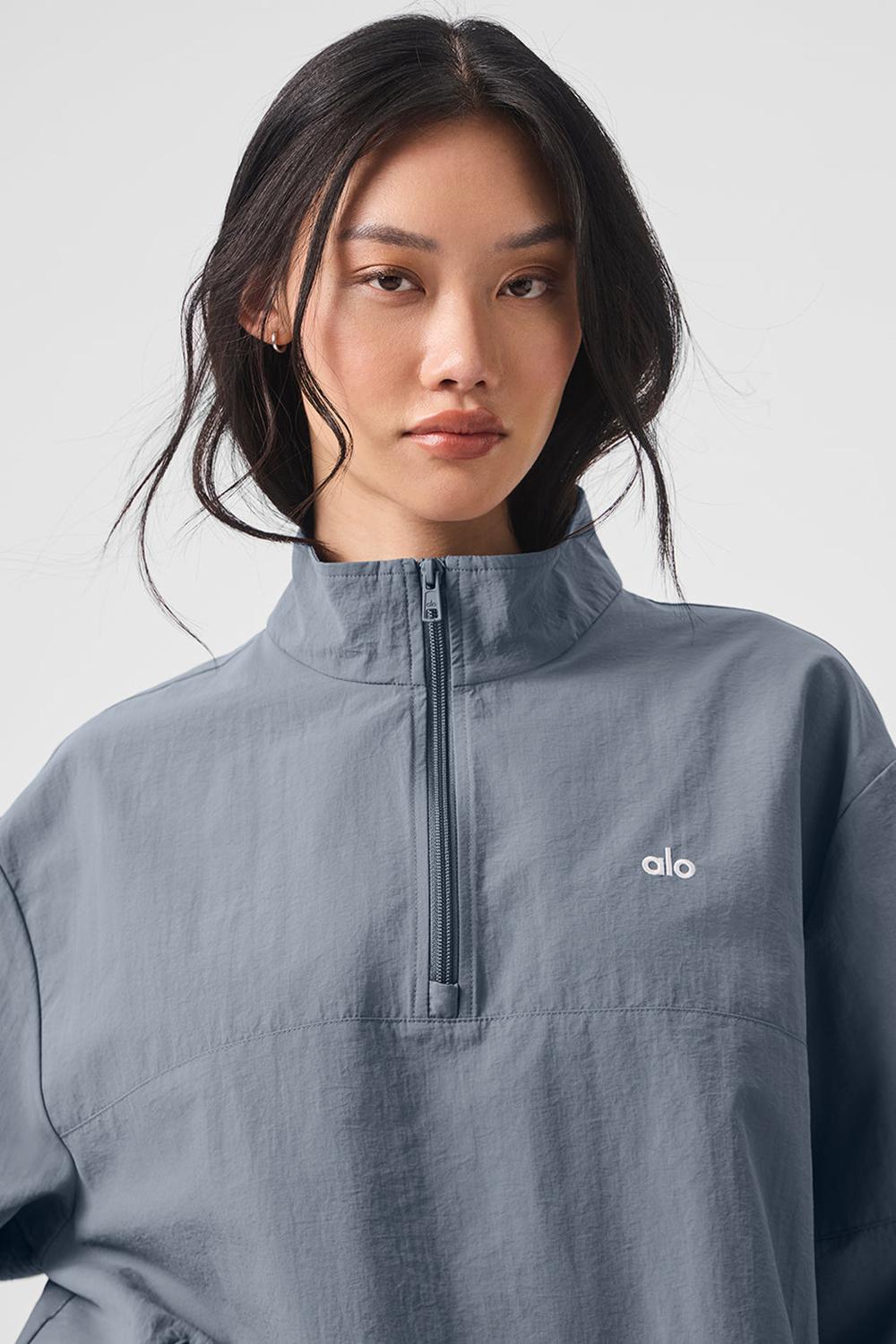 Steel Grey Women Alo Yoga Lightweight Takeaway Track Pullover | Australia  08531-MUIS