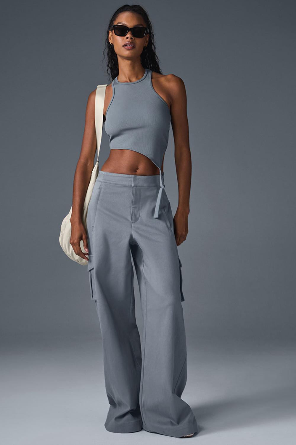 Steel Grey Women Alo Yoga Show Off Cargo Wide Leg (Long) Pant | Australia  87593-LBHJ